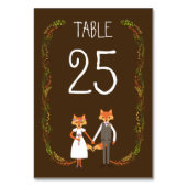 Whimsical Woodland Foxes Wedding Information Card Tischnummer (Rückseite)