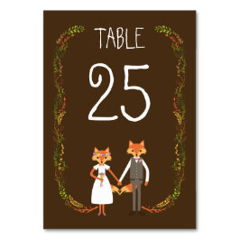 Whimsical Woodland Foxes Wedding Information Card Tischnummer