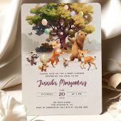 Whimsical Woodland Friends Watercolor Babydusche Einladung