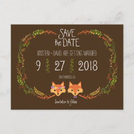 Whimsical Woodland Füchse Hochzeit Save the Date Ankündigungspostkarte
