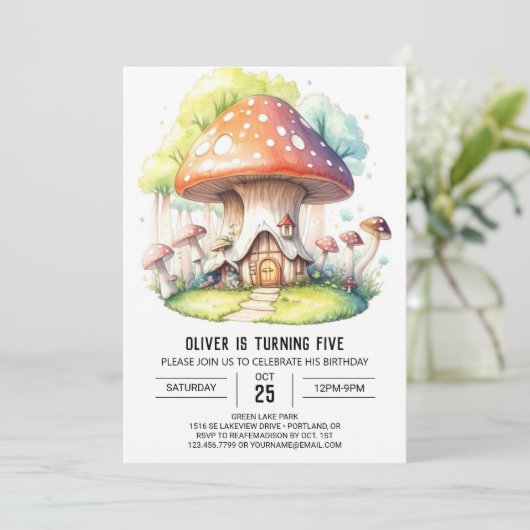 Whimsical Woodland Fungday Einladung (Stehend Vorderseite)