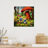Whimsical Woodland Gnome Mushroom Couple Poster (Küche)