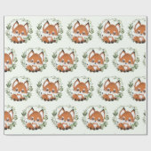 Whimsical Woodland Greenery Baby Fox Geschenkpapier (Flach)