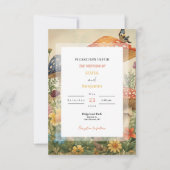 Whimsical Woodland Mushrooms & Wildflowers Wedding Einladung (Vorderseite)