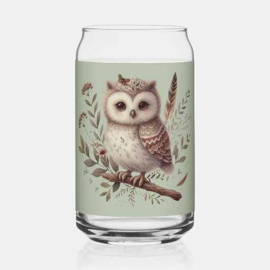 Whimsical Woodland Owl Botanical Illustration Dosenglas (Vorderseite)