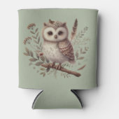 Whimsical Woodland Owl Botanical Illustration Dosenkühler (Vorderseite)