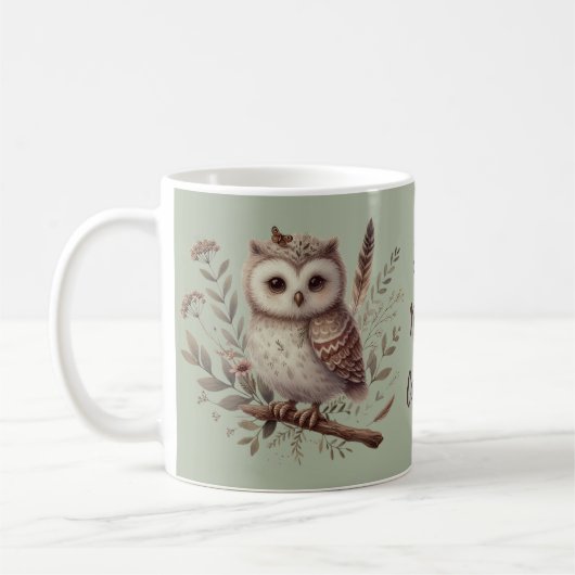 Whimsical Woodland Owl Botanical Illustration Kaffeetasse (Links)