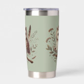 Whimsical Woodland Owl Botanical Illustration Thermobecher (Rechts)