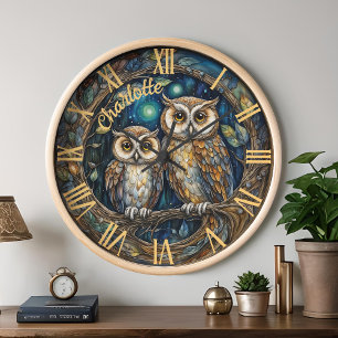 Whimsical Woodland Owl Family Boho Kinderzimmer De Uhr
