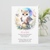 Whimsical Woodland Owl Girl Dusche Einladung (Stehend Vorderseite)
