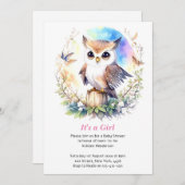 Whimsical Woodland Owl Girl Dusche Einladung (Vorne/Hinten)
