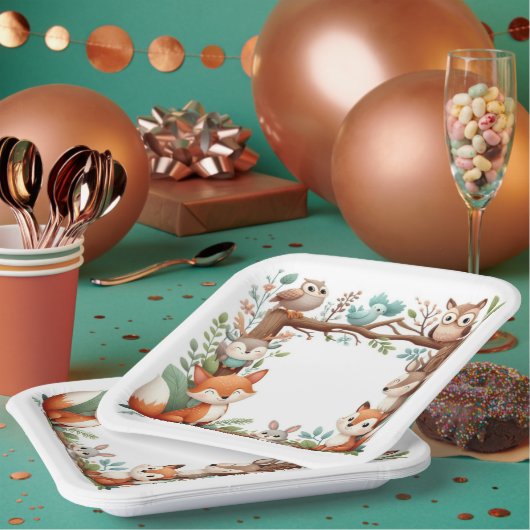 Whimsical Woodland Paper Plates Pappteller (Multi)