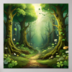 Whimsical Woodland St Patrick's Day Path Poster