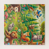 Whimsical Woodland Szene mit Niedlichen Tieren Puzzle (Horizontal)