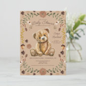 Whimsical Woodland Teddy Bear Baby Shower Einladung (Stehend Vorderseite)