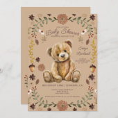 Whimsical Woodland Teddy Bear Baby Shower Einladung (Vorne/Hinten)