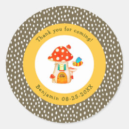 Whimsical Woodland Toadstool Gnome House Vielen Da Runder Aufkleber