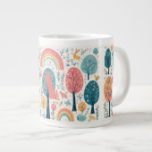 Whimsical Woodland Trees Easter Spring Rainbow Art Jumbo-Tasse (Vorderseite Rechts)