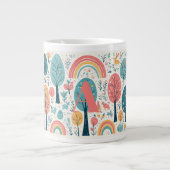 Whimsical Woodland Trees Easter Spring Rainbow Art Jumbo-Tasse (Vorderseite)