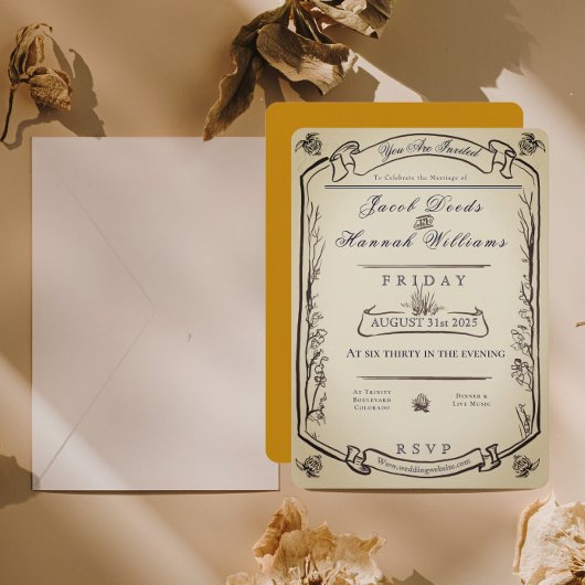 Whimsical Woodland Vintag Styl Wedding Einladung