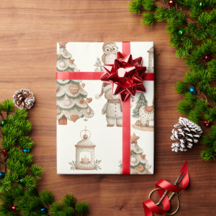 Whimsical Woodland Weihnachtsbären und Pferde Geschenkpapier