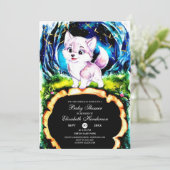 Whimsical Woodland Wolf Babydusche Einladung (Stehend Vorderseite)