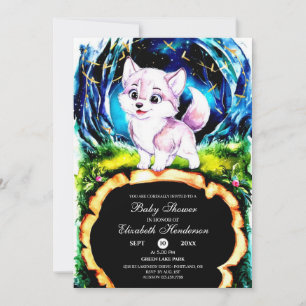 Whimsical Woodland Wolf Babydusche Einladung