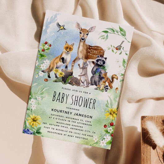 Whimsical Woodland Wonders Baby Shower Einladung