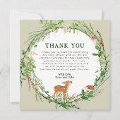 Whimsical Woodland Wreath Baby Dusche Dankeskarte (Vorderseite)