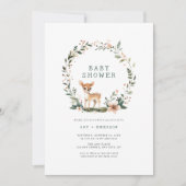 Whimsical Woodland Wreath Baby Dusche Einladung (Vorderseite)