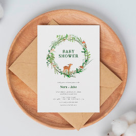 Whimsical Woodland Wreath Baby Shower Einladung