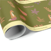 Whimsical Woodlands Fall Vibes Personalize Family Geschenkpapier (Rolleneckpunkt)