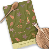 Whimsical Woodlands Fall Vibes Personalize Family Geschirrtuch