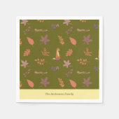 Whimsical Woodlands Fall Vibes Personalize Family Serviette (Vorderseite)
