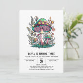 Whimsical Woods Digital Mushroom Geburtstag Einladung (Stehend Vorderseite)