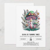 Whimsical Woods Digital Mushroom Geburtstag Einladung (Vorne/Hinten)