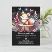 Whimsical Woods Fox Geburtstag Einladung (Stehend Vorderseite)