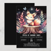 Whimsical Woods Fox Geburtstag Einladung (Vorne/Hinten)