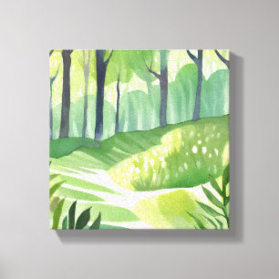 Whimsical Woods   Wald Wasserfarbenlandschaft Leinwanddruck