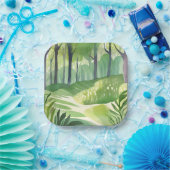 Whimsical Woods | Wald Wasserfarbenlandschaft Pappteller (Party)