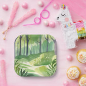 Whimsical Woods | Wald Wasserfarbenlandschaft Pappteller (Party)