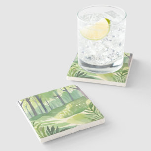 Whimsical Woods   Wald Wasserfarbenlandschaft Steinuntersetzer