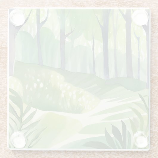 Whimsical Woods | Waldwasserwelt Glasuntersetzer (Rückseite)