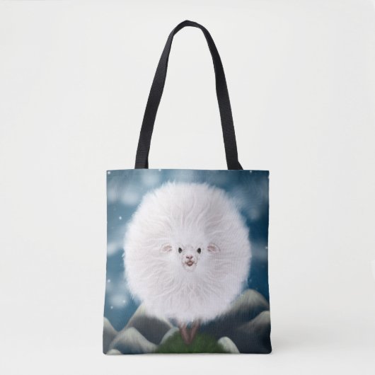 Whimsical Wooly: Alberne Super Fluffy Sheep auf de Tasche (Vorderseite)