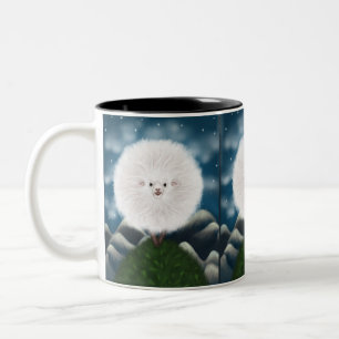 Whimsical Wooly: Alberne Super Fluffy Sheep auf de Zweifarbige Tasse