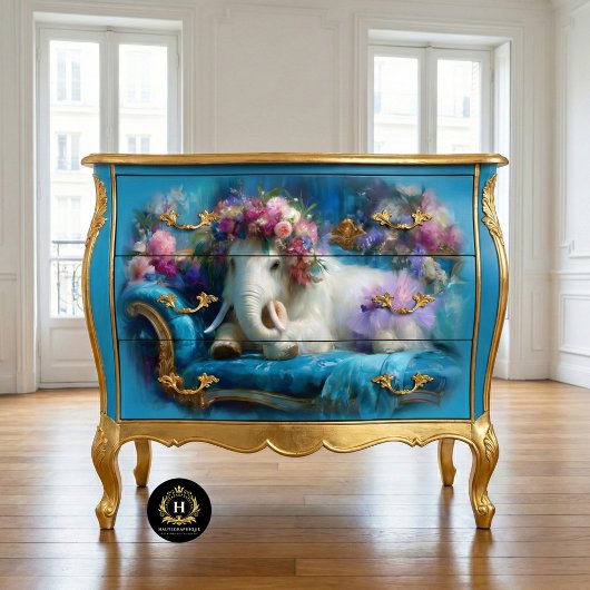 Whimsical Wooly Mammoth Tutu Dinosaur Decoupage Seidenpapier