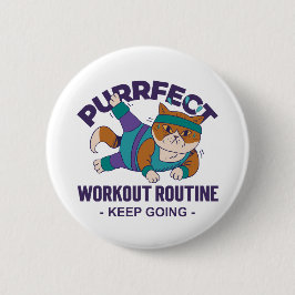 Whimsical Workout Cat Button