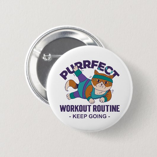 Whimsical Workout Cat Button (Vorne & Hinten)