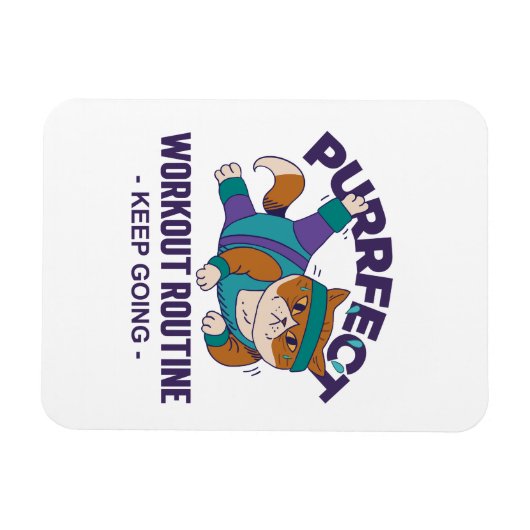 Whimsical Workout Cat Magnet (Horizontal)
