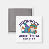 Whimsical Workout Cat Magnet (Vorderseite/Rückseite)